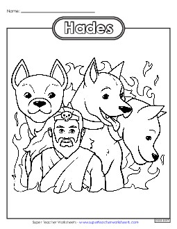 Coloring Page: Hades Greek Mythology Worksheet