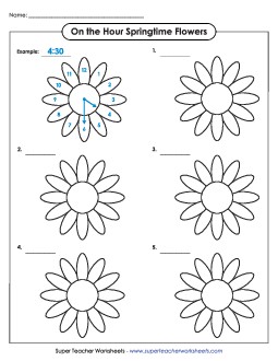 Springtime Flower Clocks Worksheet