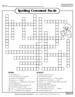 Crossword (E-29) Spelling E Worksheet