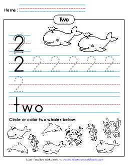 Two: Trace, Print, Count Counting Worksheet