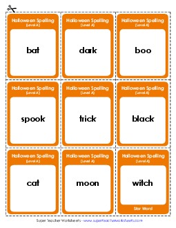 Flashcards (A-Halloween) Spelling A Worksheet