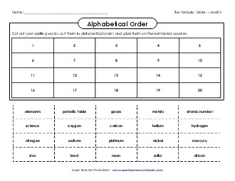 ABC Order: Cut and Glue Spelling D Worksheet