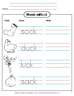 Trace and Write Phonics Digraphs Worksheet