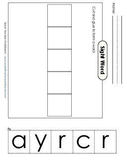 Large Cut-and-Glue: Carry Sight Words Individual Worksheet