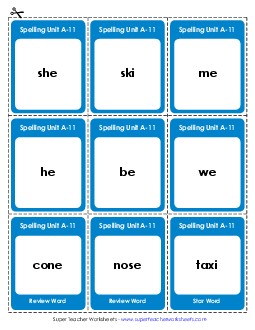 Flashcards (A-11) Spelling A Worksheet