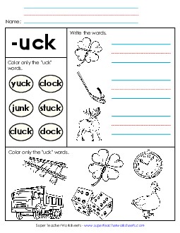 Worksheet 2 (-uck Words) Word Families Worksheet