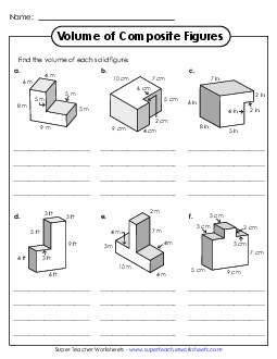 Additive Volume: Six Shapes (Basic) Worksheet