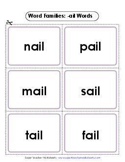 Flashcards (-ail) Word Families Worksheet