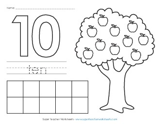 Apple Counting Mat: Ten Worksheet