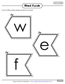 Word Puzzle: Few Sight Words Individual Worksheet