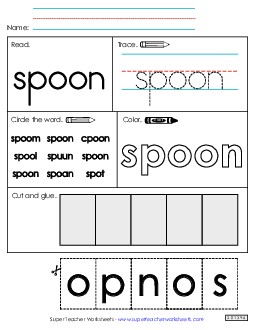 Worksheet 2: Spoon Sight Words Individual Worksheet