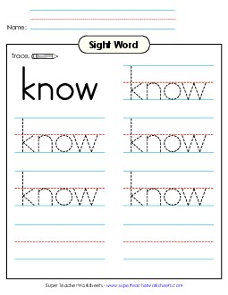 Trace the Word: Know Sight Words Individual Worksheet