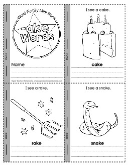 Mini-Book (-ake) Free Word Families Worksheet