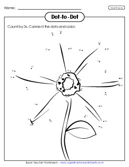 Dot-to-Dot: Flower Counting Worksheet