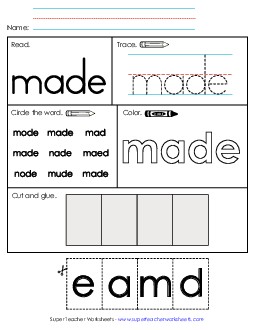 Worksheet 2: Made Sight Words Individual Worksheet