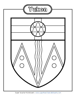 Yukon Escutcheon (Black & White) Canada Worksheet