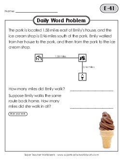 Daily Word Problems  E-41 through E-45 Worksheet