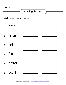 Write Twice (A-27) Spelling A Worksheet