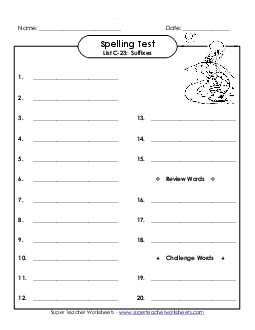 Spelling Test (C-23) Spelling C Worksheet