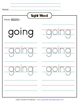 Trace the Word: Going Sight Words Individual Worksheet