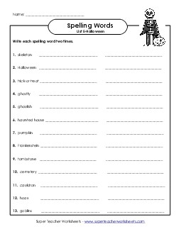 Write Twice Spelling E Worksheet