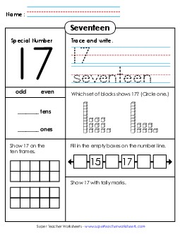 Secret Number: Seventeen Counting Worksheet