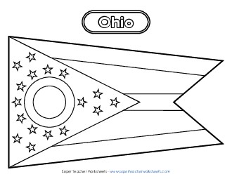 Ohio Flag Coloring Page States Individual Worksheet