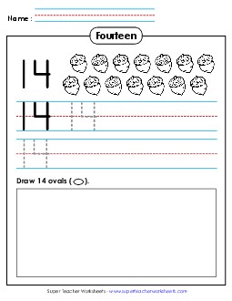 Trace, Print, Draw: Fourteen Counting Worksheet