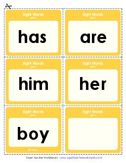 Flashcards (Unit 6) Sight Words Worksheet