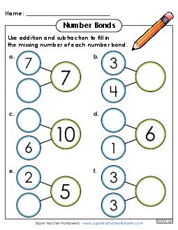 Horizontal Number Bonds Worksheet 2 Number Families Worksheet