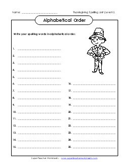 ABC Order: Write List Spelling E Worksheet