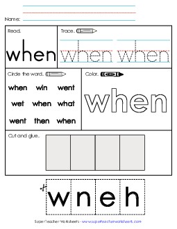 Worksheet 2: When Sight Words Individual Worksheet