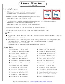 Short U Words Phonics Worksheet