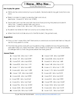 Telling Time (Nearest Minute) Worksheet