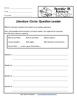 Lit. Circles: Question Leader Book Junie Spying Worksheet