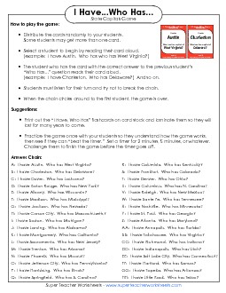 States and Capitals Worksheet