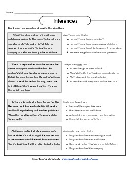 Inferencing MC #2 Inference Worksheet