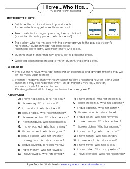 I have/Who has Game: Level 4 Fry Worksheet