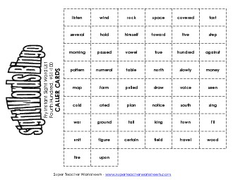 Fry Bingo: Fourth Hundred 51-100 Worksheet