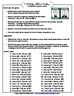 Money (Canada) Money Canadian Worksheet