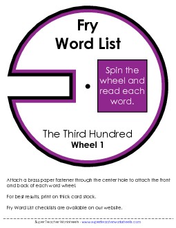 Word Wheels (Third Hundred) Fry Worksheet