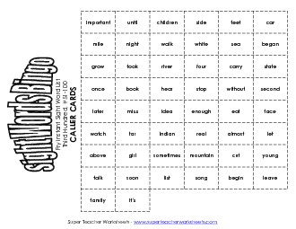 Fry Bingo: Third Hundred 51-100 Worksheet