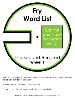 Word Wheels (Second Hundred) Fry Worksheet