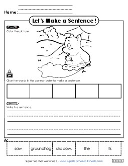 Build a Sentence: Shadow Groundhog Day Worksheet