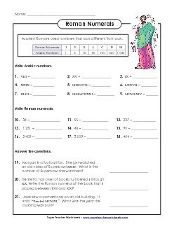 Roman Numerals (Advanced) Romannumerals Worksheet