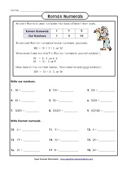 Basic Roman Numerals Free Romannumerals Worksheet