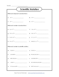 Scientific Notation: Advanced Free Worksheet