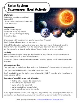 Solar System Scavenger Hunt Space Worksheet