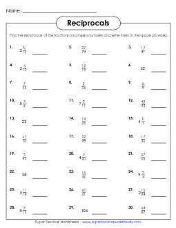 Find the Reciprocals Worksheet