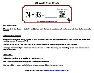 Addition Task Cards (2-Digits) Worksheet